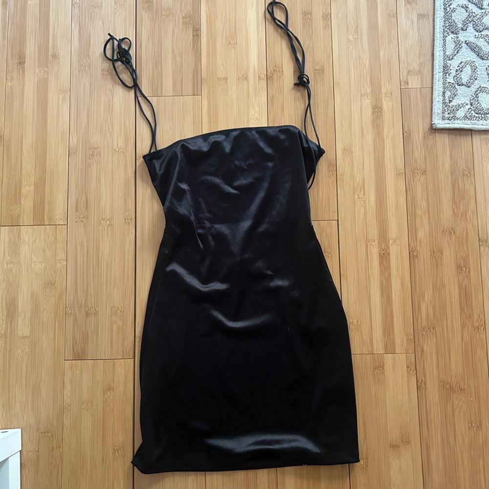 Motel Rocks Black Satin Dress